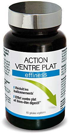 NUTRI EXPERT - Action Ventre Plat Effiness - Réduit Ballonnements et Lourdeurs - Bien-être Digestif - Complément Alimentaire aux Extraits Naturels de Plantes - 60 Gélules végétales