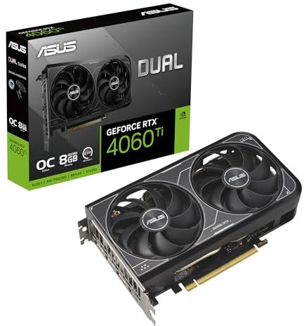 ASUS DUAL NVIDIA GeForce RTX 4060 TI OC Editione Versione 2 Scheda Grafica, 8 GB GDDR6 128-bit 18 Gbps PCIE 4.0, GPU Tweak III, DUAL RTX4060TI-O8G-V2