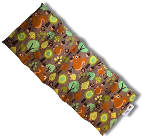 Franzis Nähstube 50x20cm Dinkelkissen Wald braun in 100% Baumwolle I Körnerkissen Dinkel 50x20 für Mikrowelle I Wärmekissen, Dinkelkernkissen, Nackenwärmekissen