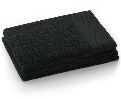 AmeliaHome Toalla de Ducha 70 x 140 cm, Color Negro, 100% algodón, Calidad Absorbente, Amari