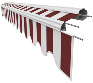 VANA Markisenstoff mit Volant für 4 x 3 m Markisen Ersatzstoff Markisentuch Bespannung Sonnenschutz fertig genäht Maß Tuch 3,83 x 3 m Volant 3,83 x 0,21 m Design SPD019