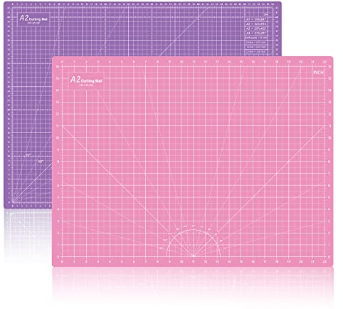 HEADLEY TOOLS Tapis de découpe épais auto-guérison A2 - Planche à découper double face à 5 couches pour tissus - Patchwork Art Loisirs - 45 x 30 cm - Rose/Violet