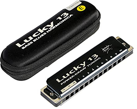 East top Lucky 13 Bass Plus Blues Harmonica 13 Holes Diatonic Harp Mouth Organ Professional Musical Instruments PowerDraw E key for Adults