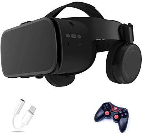 JYMYGS Lunette 3D VR, Casque de Réalité Virtuelle, Casque VR, Contrôleur Bluetooth Smartphone pour iPhone 13 Pro Max/13 Pro/13/12/11, pour Samsung Galaxy S21, Huawei, Xiaomi séries