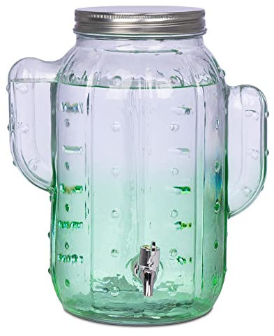 Green Cactus Glass Drink Dispenser 8L - Case of 2 - Barware, Drinks Dispensers