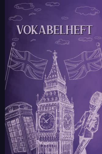 Vokabelheft a5: Vokabelbuch Englisch A5 mit 2 Spalten - 110 Seiten mit Register A-Z für über 2000 Vokabeln