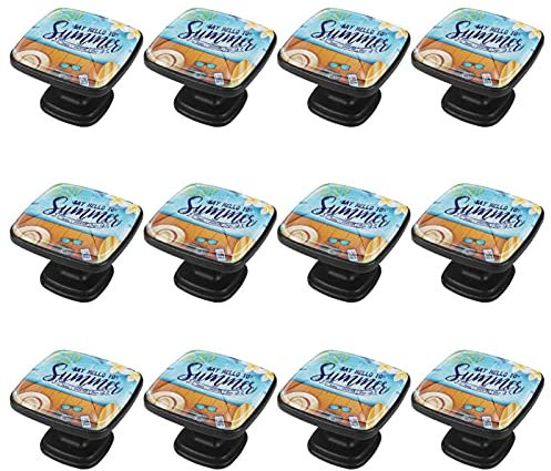 12 paquetes de pomos de mango cuadrado de verano sandalias de flores de playa sombrero de tabla de surf