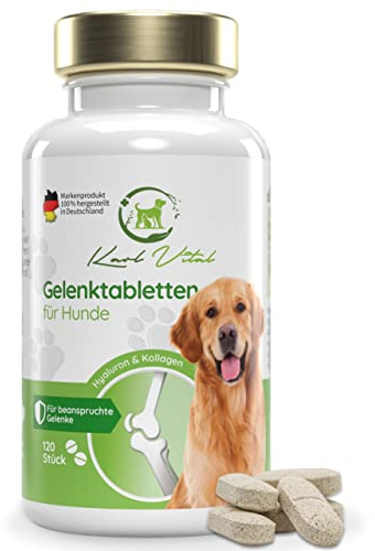 Karl Vital Gelenktabletten für Hunde 120 Stück I Futterergänzungsmittel Hund mit Grünlippmuschel, MSM, Teufelskralle, Glucosamin I Keine Kapseln I Deutsche Herstellung & Qualitätskontrolle