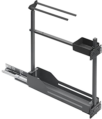 PEKA 200.2445.43 Kitchen Towel Pull-Out Set 2-Arms with Full Extension Soft Close/Softopen and Shelves 150 mm Steel Anthracite Silver