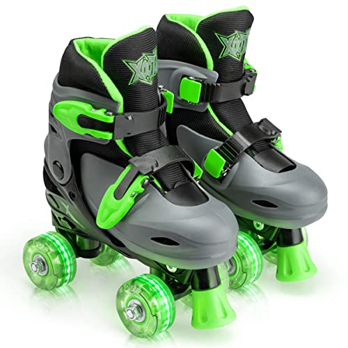Xootz Rollschuhe für Kinder, verstellbare Quad-Skates für Anfänger, mit beleuchteten LED-Rädern, mehrere Farben und Größen, ab 5 Jahren