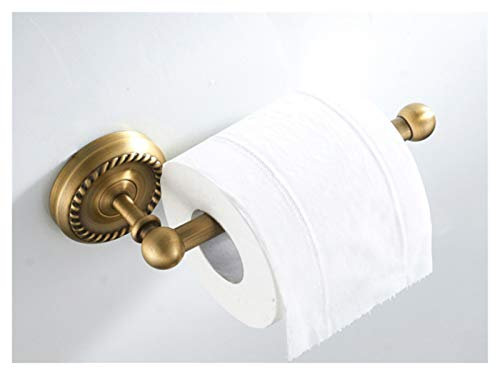 Bathroom Hardware Set Bronze Bathroom Accessories Antique Toilet Brush Holder Vintage WC Roll Paper Holder Ceramic Double Cup Holder Brass Soap Dishes (Color : Roll paper Holder)