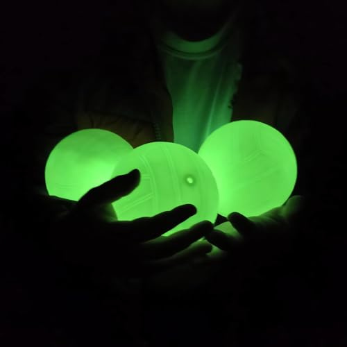 Aolowewin Spike Replacement Balls 3-Pack, Glow in The Dark Balls, Roundnet Game Ball, Lawn Beach Water Pool, Yard Pong Bucket Toss Game Ball - Play at Night, Light Up for 20-30 Minutes