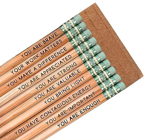 10 Stück Affirmation Pencil Set, Motivationsstifte, Personalisierte Inspirierende Kompliment-Bleistifte, Positivität Bleistifte, Bunte Motivations-Bleistifte, Holz Zeichenstifte für Kinder (Holz)