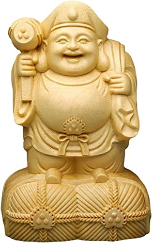 MbeLLO Home Decor Statue, Home living room decorations, Japanese Daikokuten Statue, Guardian God of Buddhism, God of Wealth And Fortune Seven Lucky Gods Buddha Statue Buddhist Ornament,cypress wood