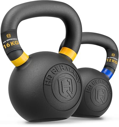 HQ Germany® Kettlebell Powdercoat [Pulverbeschichtung] - Set 12+16kg