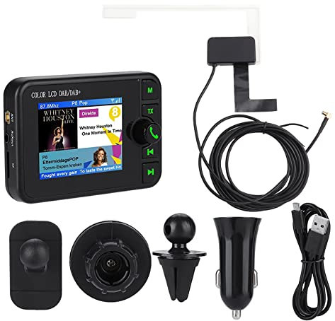 Pilipane Radio Dab De Voiture, Radio Dab De Voiture, Radio Dab, Radio FM Portable avec écran LCD Couleur 2,4 Pouces, Antenne Haute Sensibilité, Bluetooth