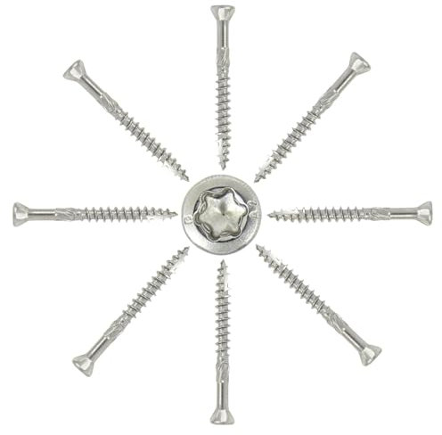 300 Stück Terrassenschrauben mit Schneidkerbe und Schälrippen 3,2 x 25 mm V2A mit ETA Zulassung - Dielenschrauben Holzschrauben Fräsrippen Cut-Spitze gleitbeschichtet Rostfrei TORX I DIOS24®