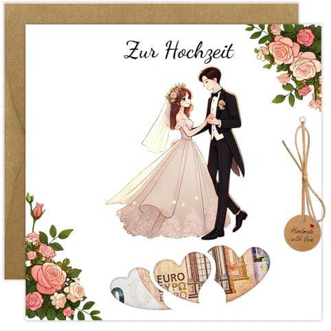 Bzzerumy Hochzeitskarte - Kreatives Geldgeschenk, Hochzeitsgeschenke für Brautpaar, Karte zur Hochzeit, Hochzeitsgeschenk Geld,Elegantes Hochzeitsgeschenk, Geldgeschenke für goldene Hochzeit