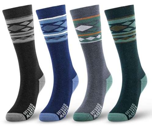 OutdoorMaster Ski Socken, Merino Wool Ski Socken für Herren & Damen, Thermal Winter Warme Snowboard Socken für kaltes Wetter