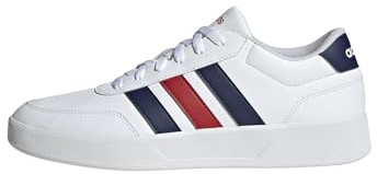 adidas Men's BREAKNET 3.0 Shoes, FTWR White/Dark Blue/Better Scarlet, 9 UK