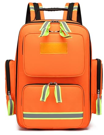 Lyirfan Sac à dos d'urgence pour traumatismes, sac de premiers soins avec réflecteur, grande capacité, sac de premiers soins, pour camping, vélo, excursions, jardin d'enfants, Orange