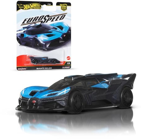 Hot Wheels Premium Car Culture Eurospeed Bugatti Bolide Coche de juguete metálico coleccionable a escala 1:64 con neumáticos Real Riders, JBK79