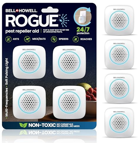 Bell+Howell Ultrasonic Pest Repeller Indoor 4 Pk, Mice Repellent Indoor Home Kit, DIY Pest Control at Home, Plug in Spider Repellent, Rodent Repellent, Bug, Insect & More, Family and Pet Safe