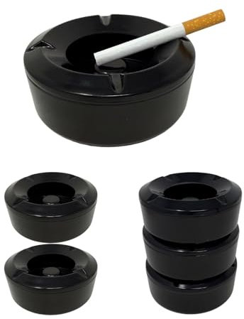 Aschenbecher Sturmaschenbecher Windaschenbecher stapelbar mit sicherem Schnellverschluss für Zigaretten Ø 10,5 cm 6 Stück Set