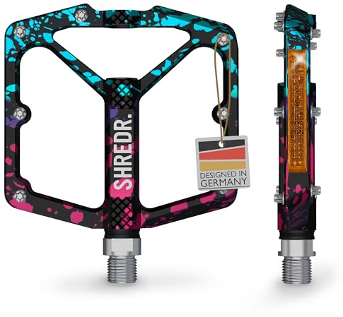 SHREDR. Shine Pedale für MTB | Hochwertige Flatpedals fürs Mountainbike | Mit Reflektoren (StVZO konform) | Special Edition - Unikat