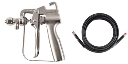 VERLINGER Klebepistole Sprühpistole für Kontaktklebstoff - Set mit Schlauch - Sprühklebstoff-Auftragsgerät - Kleber Pistole - Langlebiger Edelstahl und Ergonomischer Griff - 95° Düse - 250 PSI