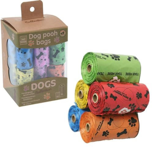 Hundekotbeutel, dick, stark, bunt, auslaufsicher, für Hundekot, 100 % Recyclingbeutel, 360 Stück Envenzo