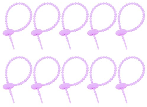 sourcing map 20Pcs 6 Silicone Cable Ties, Reusable Zip Ties Strips Twist Tie, Cable Cord Wraps Management Organizer for Home Office Kitchen Food Bag, Purple