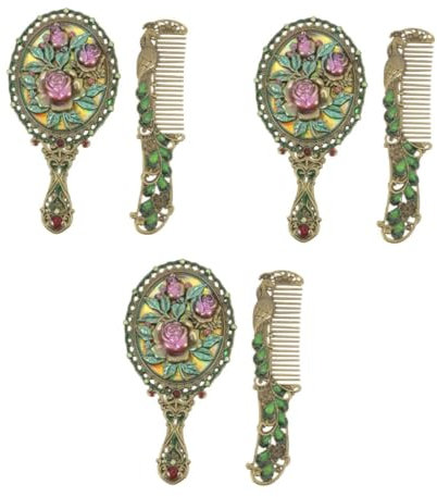 BESPORTBLE Vintage Handspiegel Set Mit Kamm – Antiker Faltbarer Kosmetikspiegel Und Bürste Für Das Perfekte Make-up – Tragbares 2-teiliges Set Für Beauty Unterwegs – Ideal Für Reisen Und Den