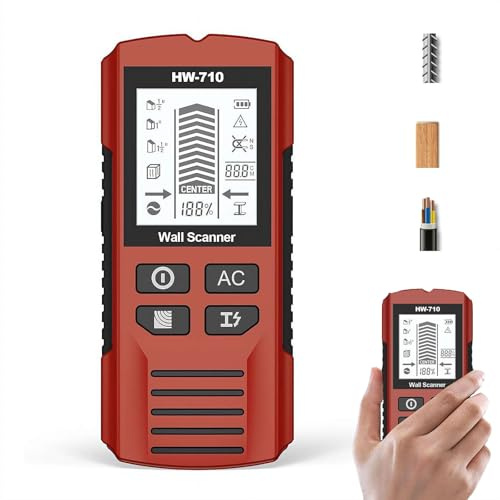 Cikiki Detector de metales y pared multifuncional, detector de metales 5 en 1, detector de metales portátil, pequeño detector de pared con pantalla LCD, adecuado para detectar metal, cables, madera