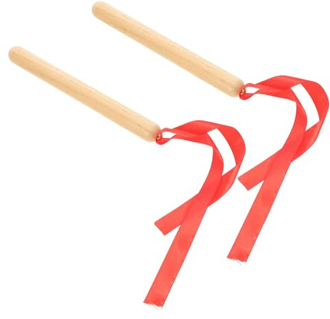 EXQUIMEUBLE 1paar Musik Rhythmus Sticks Aus Holz Mit Rotem Band Percussion Instrument Für Musikunterricht Und Spielerisches Lernen Klanghölzer Für Kleine Musiker