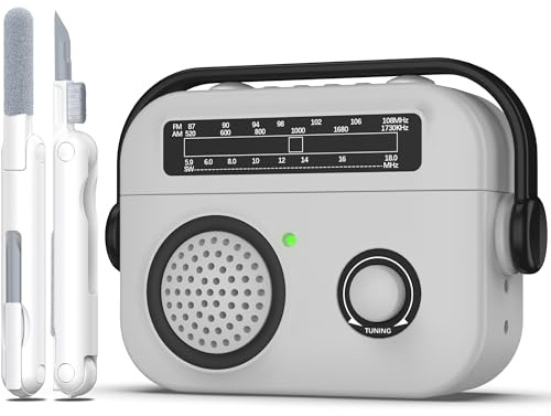 R-Fun per Custodia AirPods Pro 2, Custodia Protettiva In Silicone Antiurto Compatibile con AirPods Pro 2/1 Generazione, Custodia Protettiva Design Radio Vintage con Moschettone, LED Visibile,Grigio