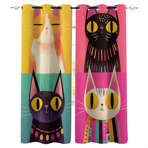 Generico tenda salotto moderna 245X280cm(HxB) Gatto tenda fonoassorbente Rivestimento in poliestere per cucina, occhielli inclusi, stile semplice e pratico A263-1173