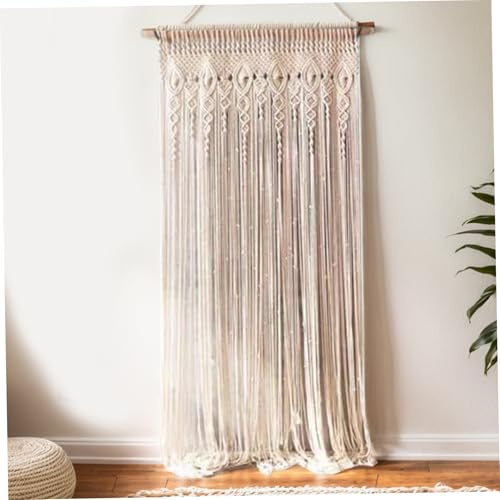 Cortinas bohemias de 39.4 x 78.7 pulgadas, cortinas de hilo de macramé de algodón trenzado, decorativas, bohemias, divisor de habitación para ventana, puerta, pared, hogar, dormitorio, sin varil