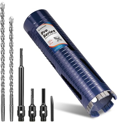 DaduoRi Pro 67mm x 240mm Core Drill Bit Set, Includes 3 Adapters(240mm & Regular SDS Plus, Hex), 2 Extra Long Centre Bits (280mm/300mm) - For Deep Holes in Concrete, Brick, Block, Stone, 1/2 BSP