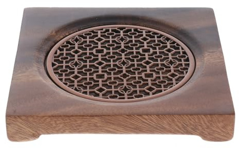 TOYANDONA Plateau de Rangement Carré en Bois de Noyer pour Tasses à Thé Dessous de Verre Rétro Anti-Brûlure Set de Table Décoratif Polyvalent pour Service à Thé à Couleur Aléatoire