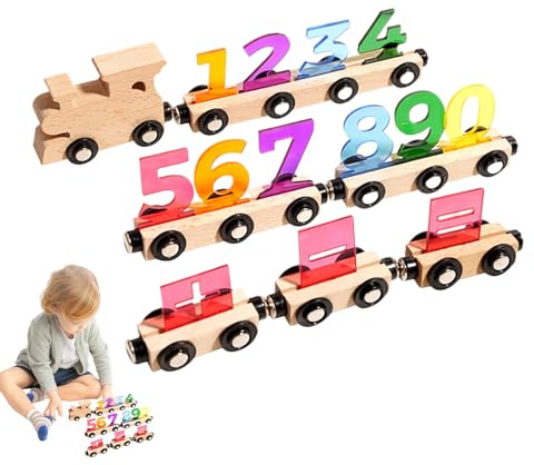 Gihioue Set Di Trenino Giocattolo | Numeri Magnetici In Legno - Trenino Magnetico in Legno con Carrozza - per Bambine Compleanno Natale Capodanno Prescolare