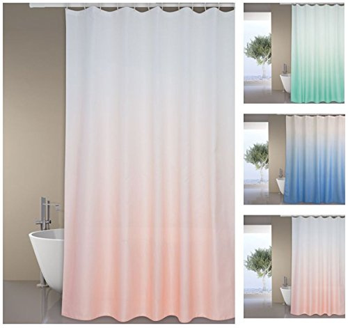 MSV Premium Anti-Schimmel Textil Duschvorhang - Anti-Bakteriell, waschbar, 100% wasserdicht, mit 12 Duschvorhangringen - Polyester, „Sugar“ Rosa 180x200cm