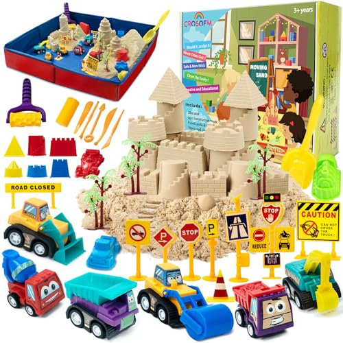 CROSOFMI Magic Sand Für Kinder Set Spielsand Faltbarer Sandkasten für Jungen Mädchen 3 4 5 6 7+ Jahre Alt