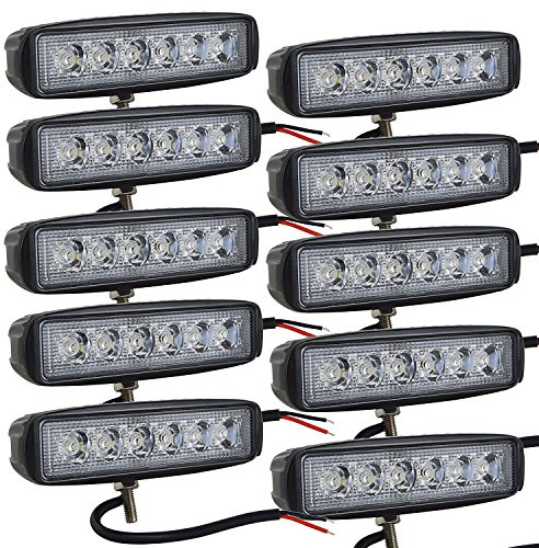 AUXTINGS 10 stycken 6 tum 18 W LED-lampor spotlight arbetslampor dimljus off-road LED-lampor körlampor, 12 V 24 V IP67 (6 tum 18 mini)