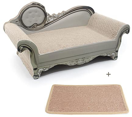 SONGWAY Cat Scratcher Sofa Bed - Corrugated Cardboard Scratching Pad, Luxury Cat Lounge Bed, Furniture Protecter with Textured Scratcher Mat