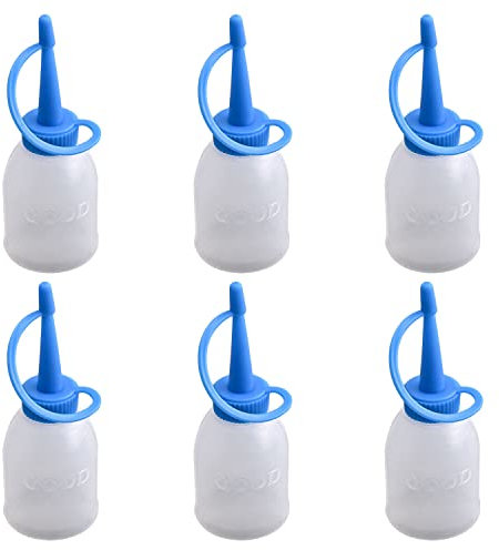 Utoolmart 30ML Industrial Glue Gel Oil Plastic Squeeze Bottle Dispenser for Ketchup, BBQ, Sauces, Syrup, Condiments, Dressings, Arts and Crafts Blue Mouth 6pcs