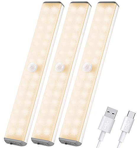 Under Cupboard lights,LED Motion Sensor Light Indoor Closet Wireless Undercounter Lights Kitchen Cabinet Lighting Rechargeable Battery Powered Bedroom Night Homelife Stick On for Shelf Stair lamps
