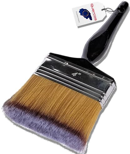 Quercos Pinceau de Surface 100mm. Pinceau Plat Evo-Fibre, Pinceau en Soie pour vitrifier ou vernir, Pinceau lasure. Pinceau Large Peinture. Brosse Rectangulaire.