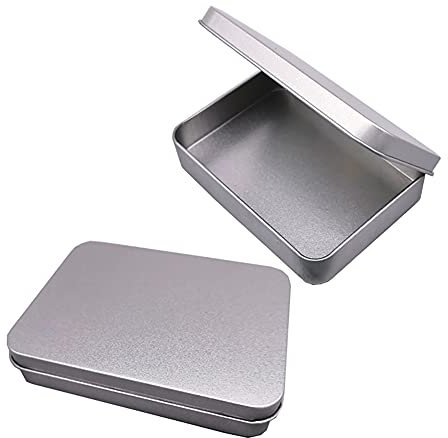 HugeDE 3 Pcs Rectangular Small Empty Hinged Tin Box Mini Storage Containers for Home Jewelry Craft Storage
