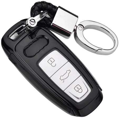ontto Autoschlüssel Hülle für Audi A6L A7 A8 Q8 E-tron A4 C8 Q8 D5 E-tron S3 A3 e-tron Sportback Q7 60 TFSI Fernbedienung Cover TPU Schlüsselhülle Schlüsselanhänger Schlüssel Schutz Etui-Schwarz